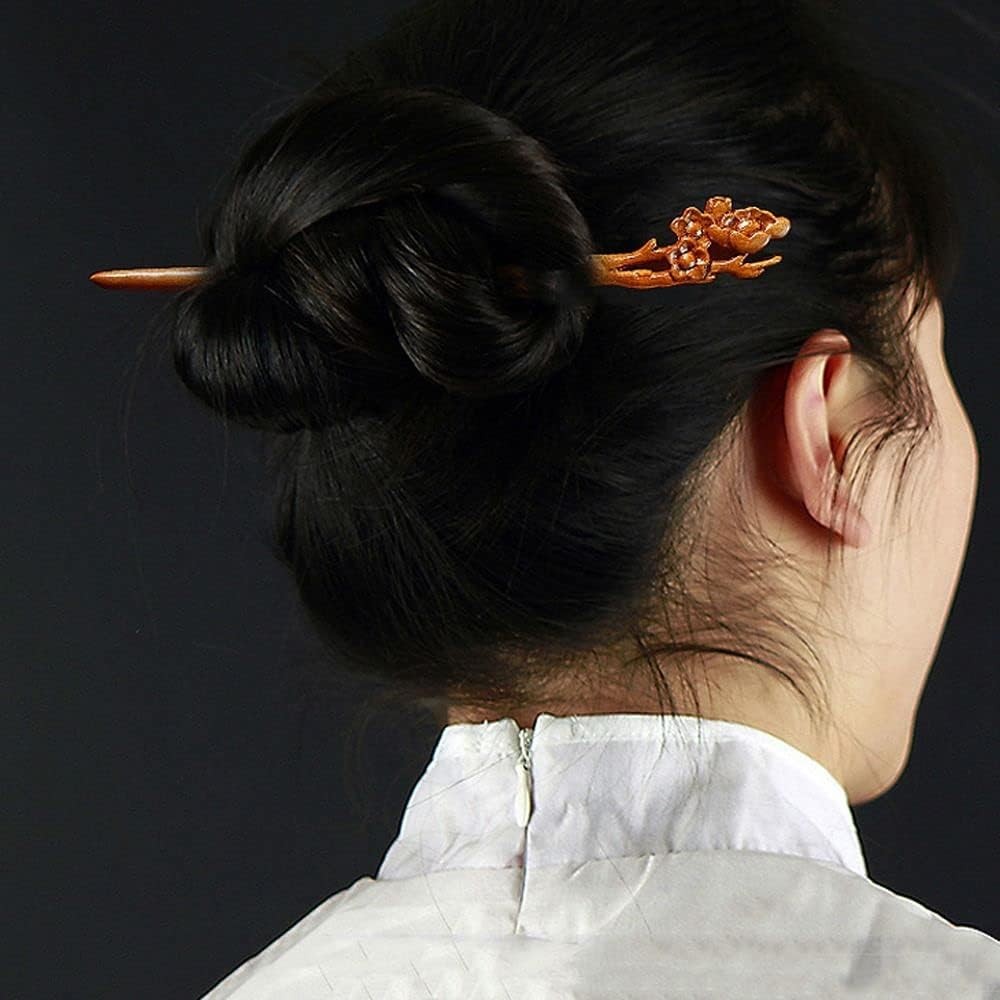 1Pc Handmade Ancient Chinese Japanese Wood Hair Sticks Chopsticks Brown