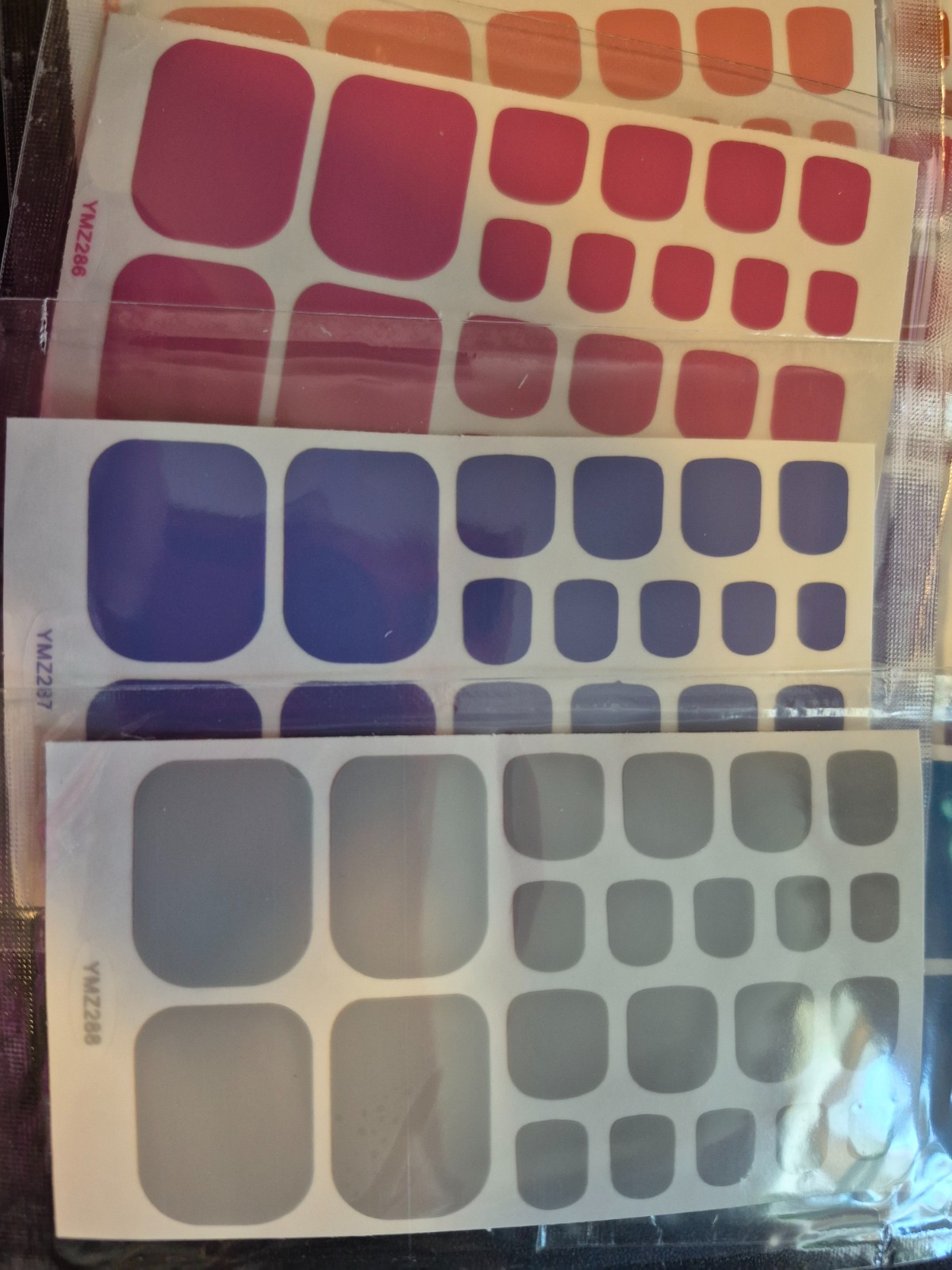 12 sets Various Bold Colors Toe Nail Full Cover Wraps Stickers New