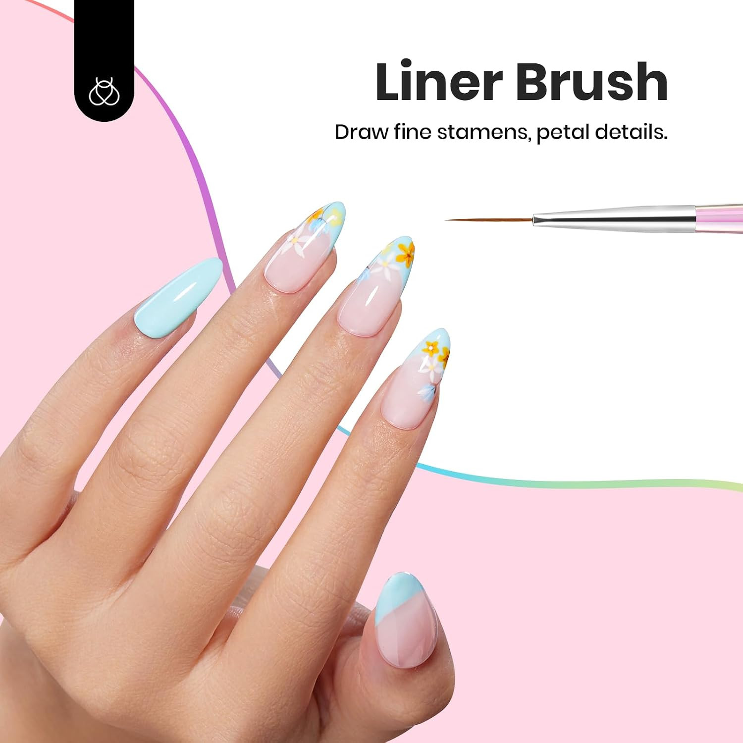 Nail Art Brushes Set for Gel Polish 3 Pcs Nail Art Design Pen and One White Pain