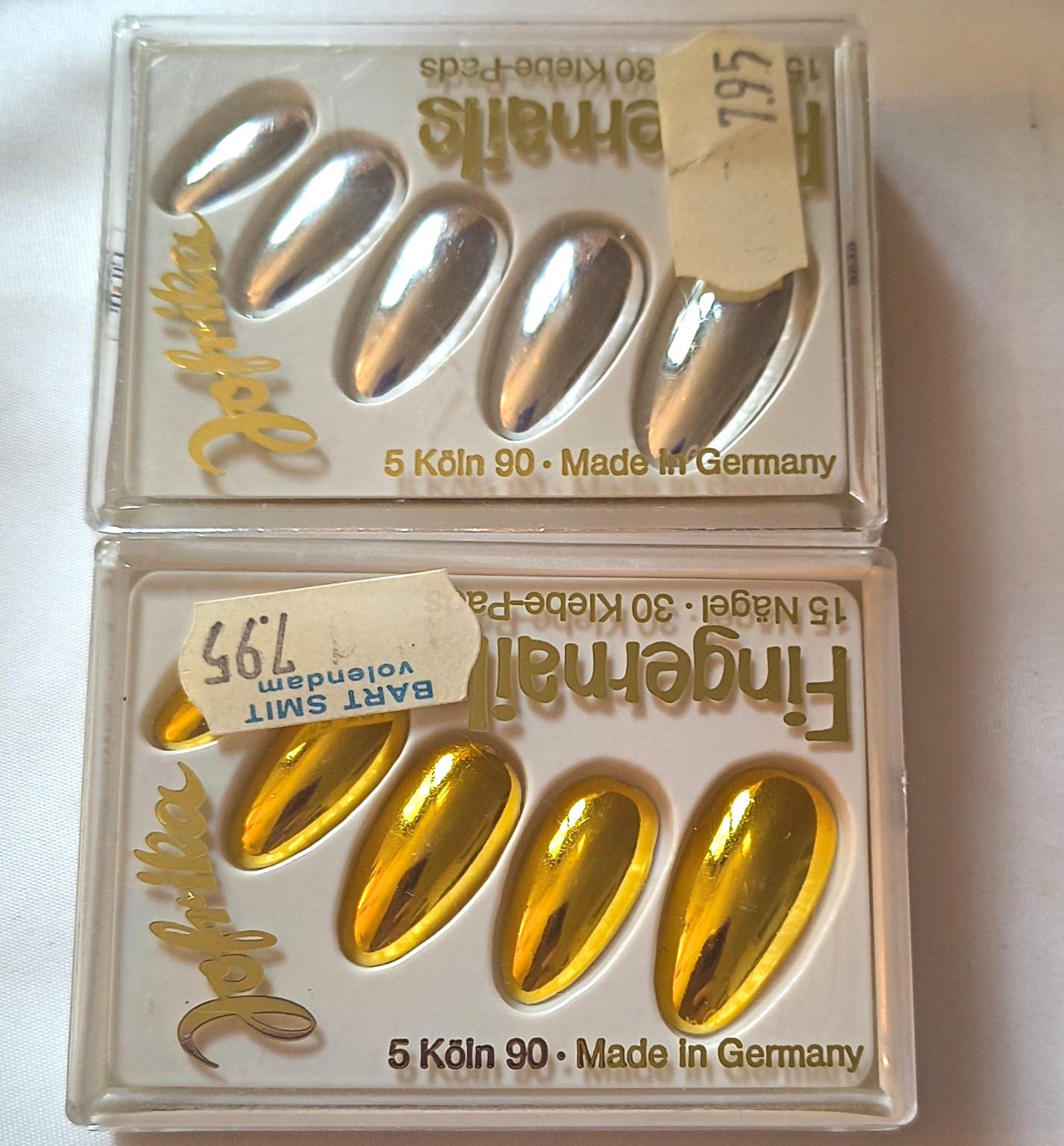 Fingernails Metallic Gold/Silver Press-On Nails Almond Long Made in Germany