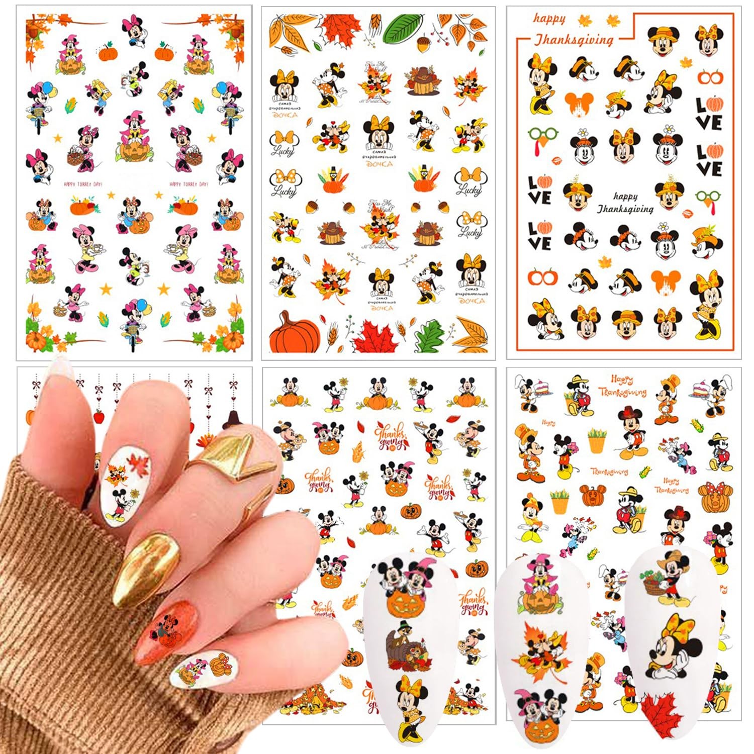 Fall Cute Nail Art Stickers Decals Maple Leaf Nail Art Supplies 3D Self Fall-4