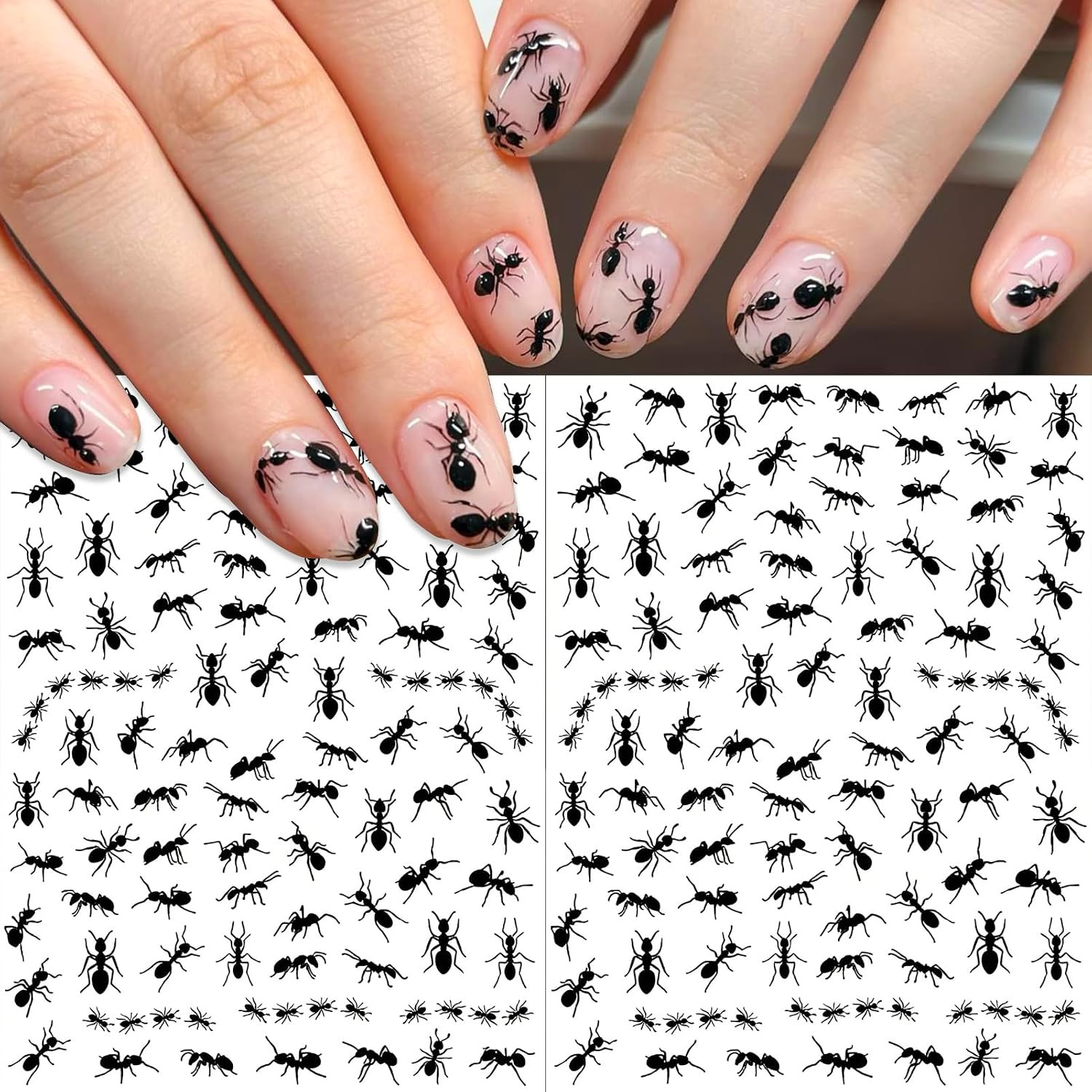 Ant Nail Stickers, Realistic Insect Self-Adhesive Nail Art Decals for Women Girl