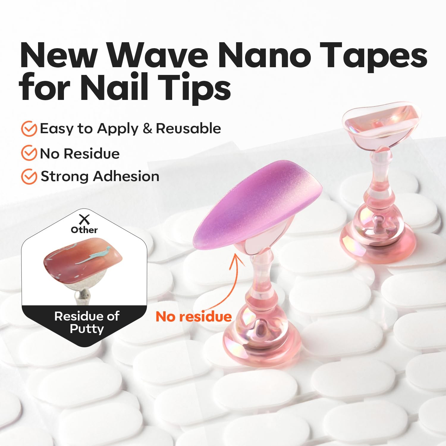 Modelones Nail Stand Round Metal Base Press on Nail Tips Holder 200pcs Tabs