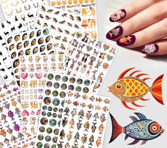 Nail Decals [10 Sheets] Animal Mix Nail Stickers Set Fish Frogs Duodeviginti