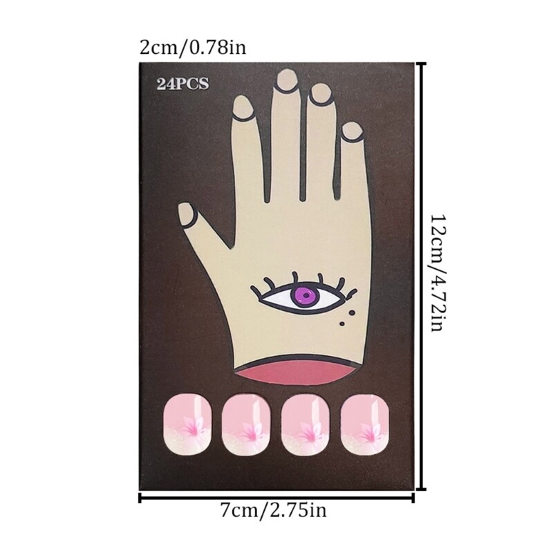Short Flower False Set 24 Pieces Press on Manicure Art Decoration