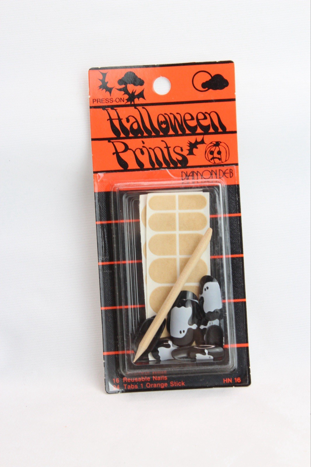 Diamon Deb Kurlash Halloween Press On Nails Vintage 1980s Black And White Ghost