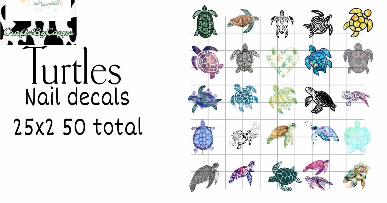 Turtles Wildlife Waterslide Nail Decals Set Of 50 Bonus Instructions KC