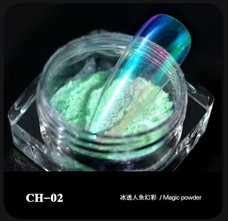 6 Boxes Nail Powder Iridescent Rainbow Glitter Pigment Powder Dust Nail Art Tips