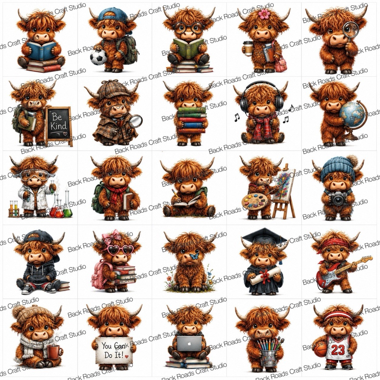 Highland Cows Waterslide Finger Nail Decals Instructions, Bonus, set of 50 JM
