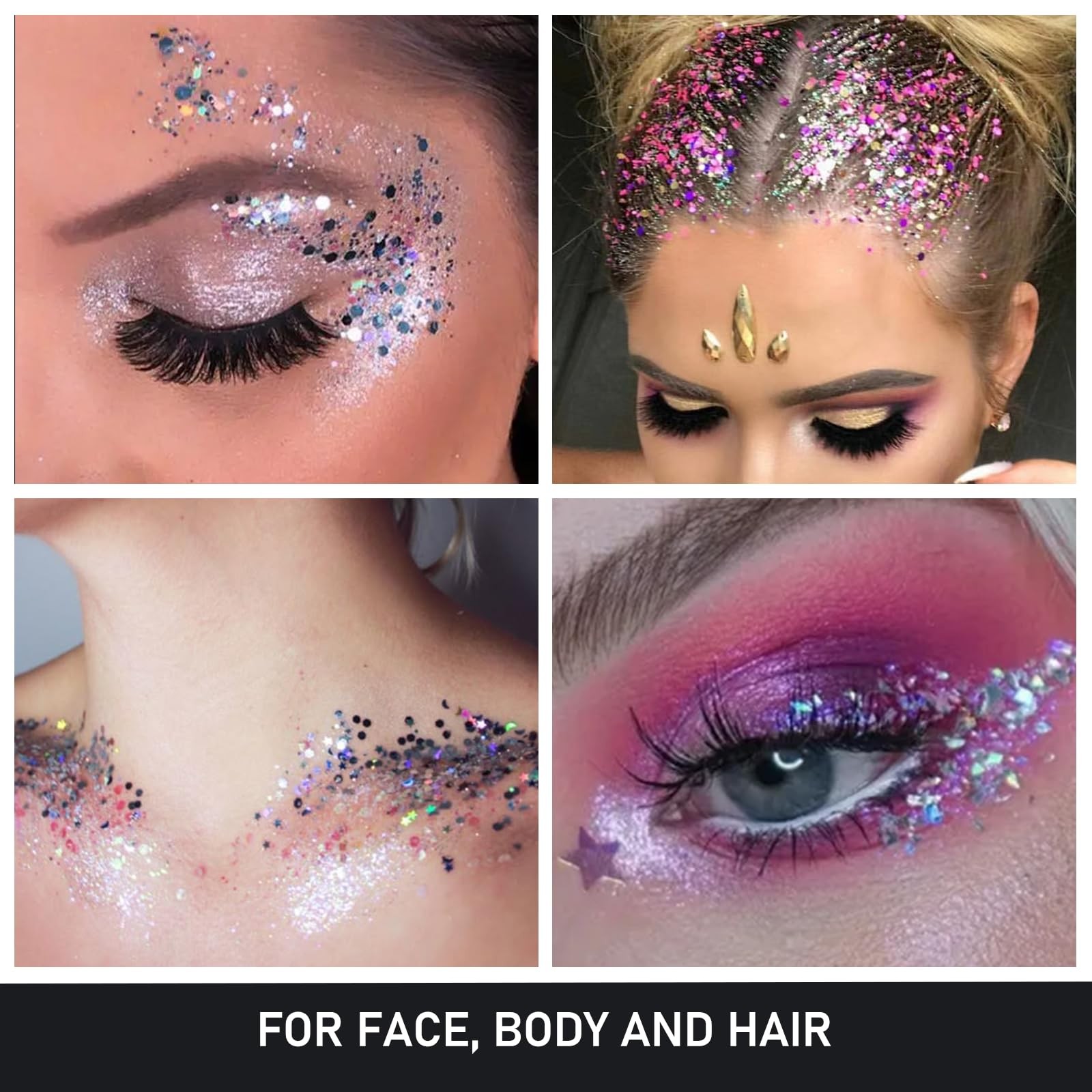 6 Colors Glow Body Glitter Gel, Glow in The Dark Hair Face Glitter Gel, Rave …