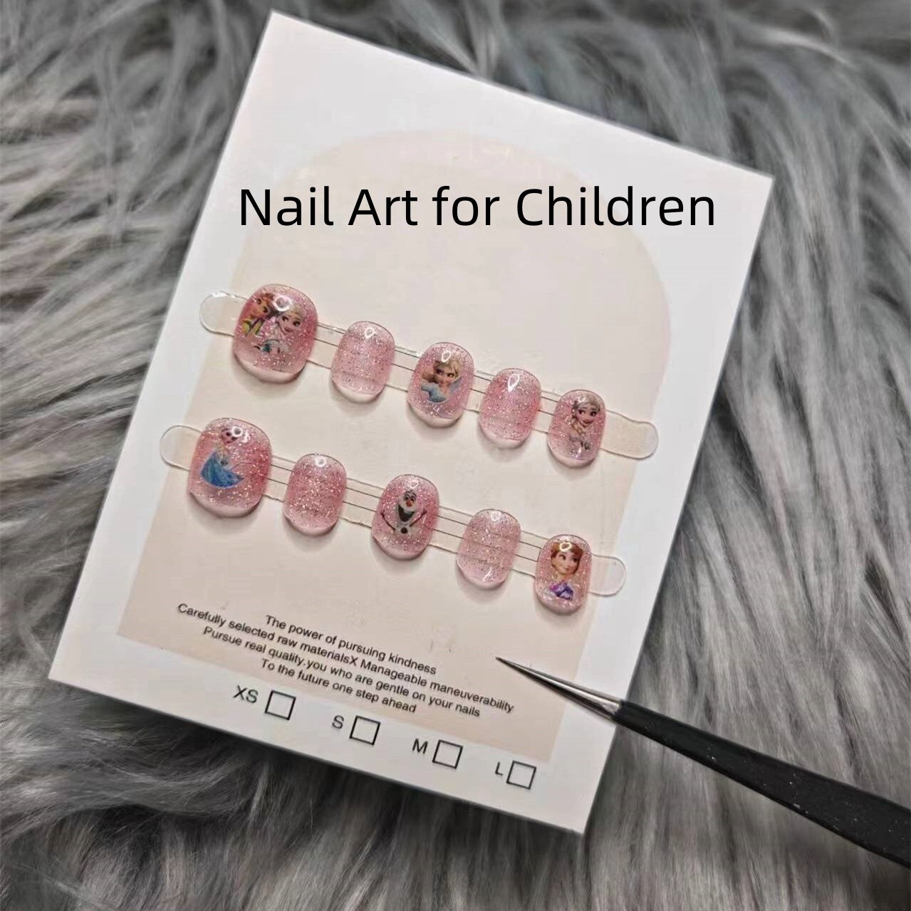10pcs handmade Princess Elsa Style Nails Press on Nail for Children’s Nail Art