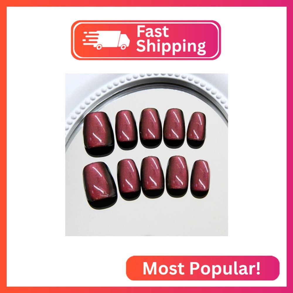 Extra Short Press on Nails Coffin Fake Nails Cat Eye Acrylic Nails