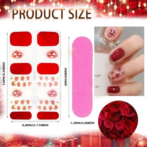 6 Sheets Valentine’s Day Heart Gel Nail Stickers – Valentines Stickers Style 2