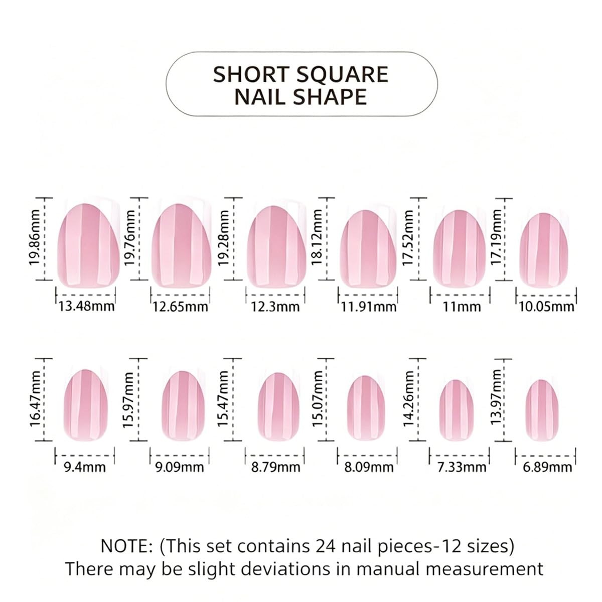 White French Tip Press on Nails Square Short Fake Nails Nature False Nails Pr…