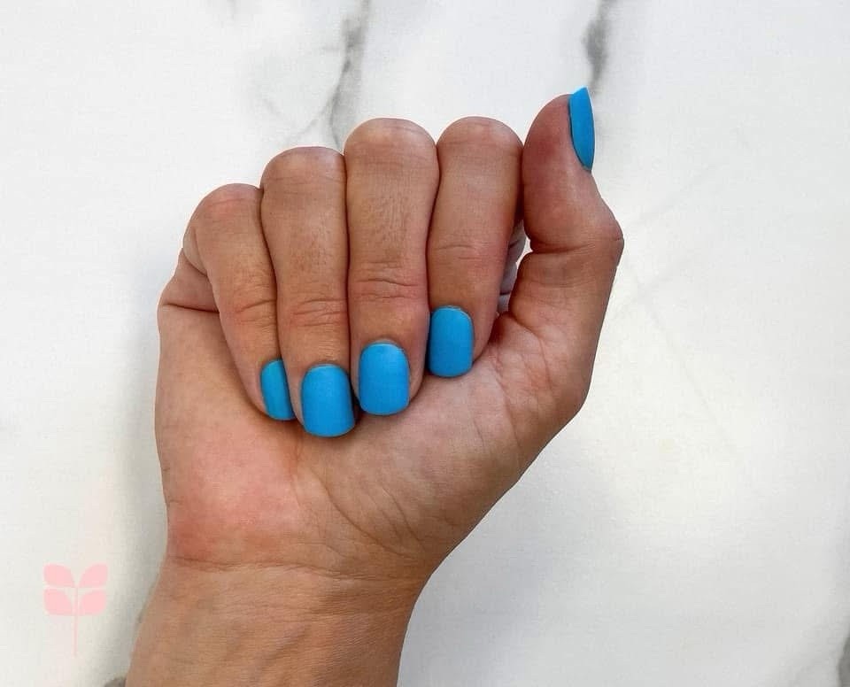 Capri Blue Matte Blue 🩵 Reusable Nail Dashes 24 Press On Short Square Red Aspen