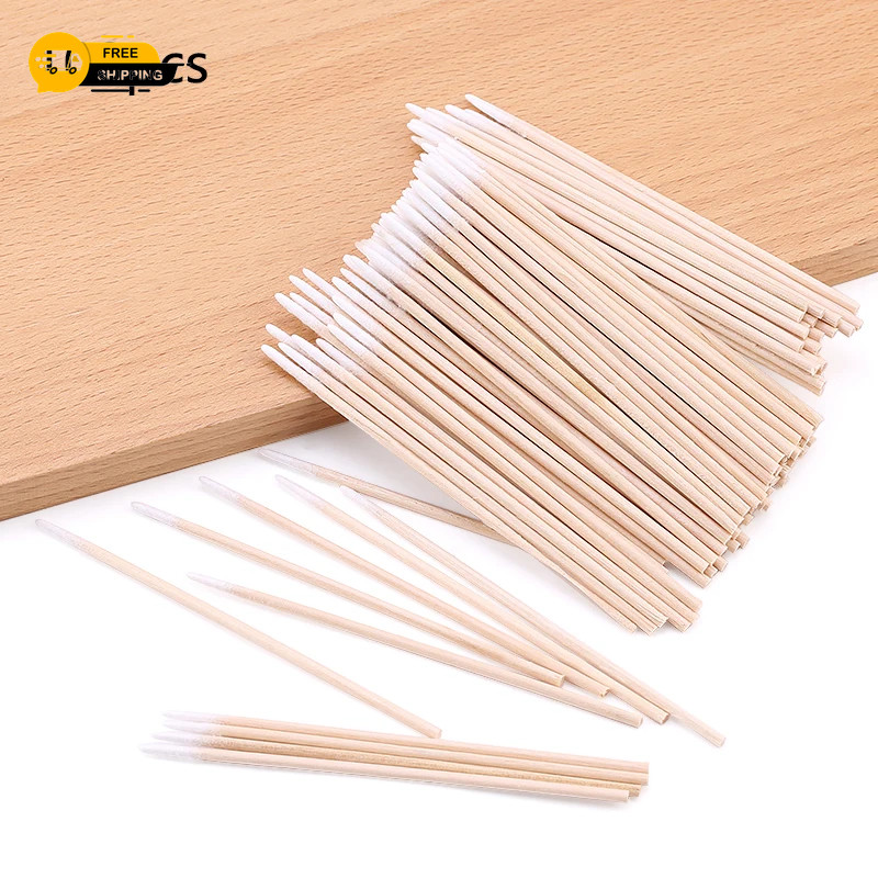 100/300 Wooden Cotton Swabs Nail Art Sticks Manicure Polish Remover Clean Tool