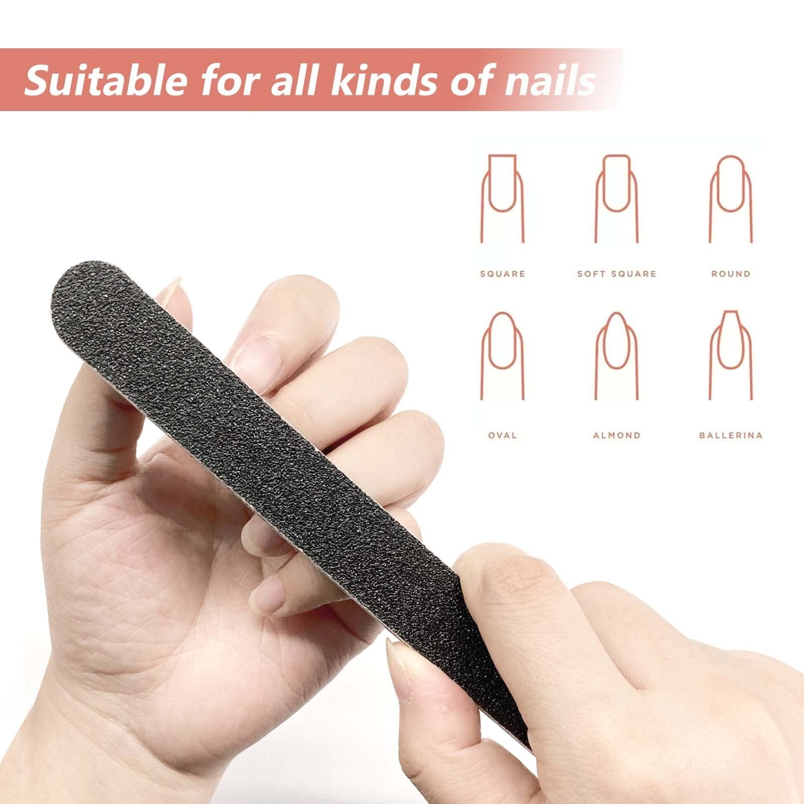 60 Pack Nail Files, Black 100/180 Grit Double Sides Emery Boards Nail File, R…