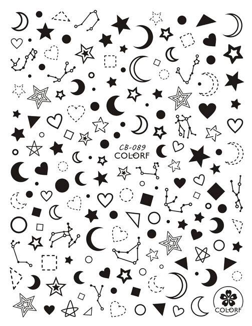 Galaxy Constellation Sun Moon Meteor Star Stripes French Tip 3D Nail Sticker 089