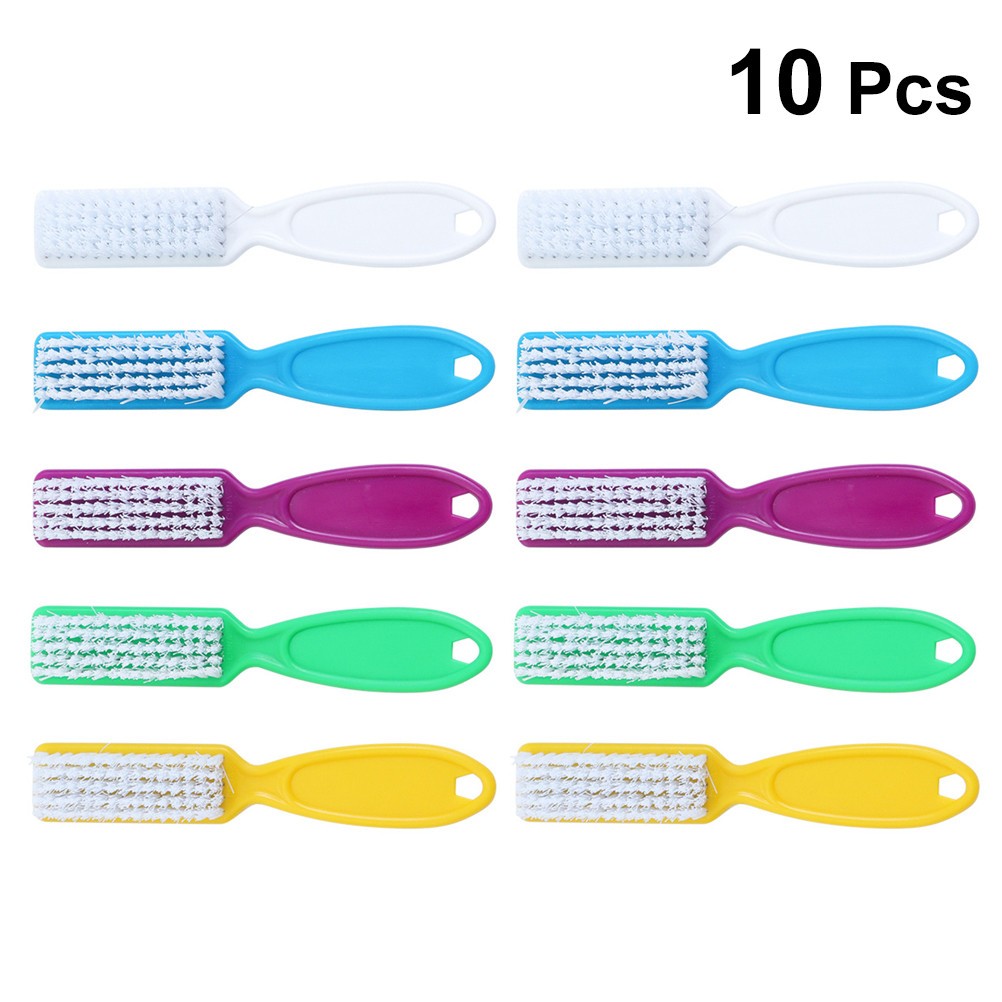 10pcs Nail Cleaning Brushes Set Long Handle Fingernail Brush for Nail Care