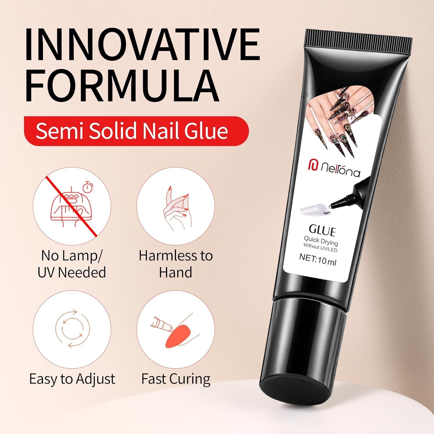 Semi Solid Nail Glue 10Ml for Press on Nails with 10Ml Remover Kit Nail Tips Glu
