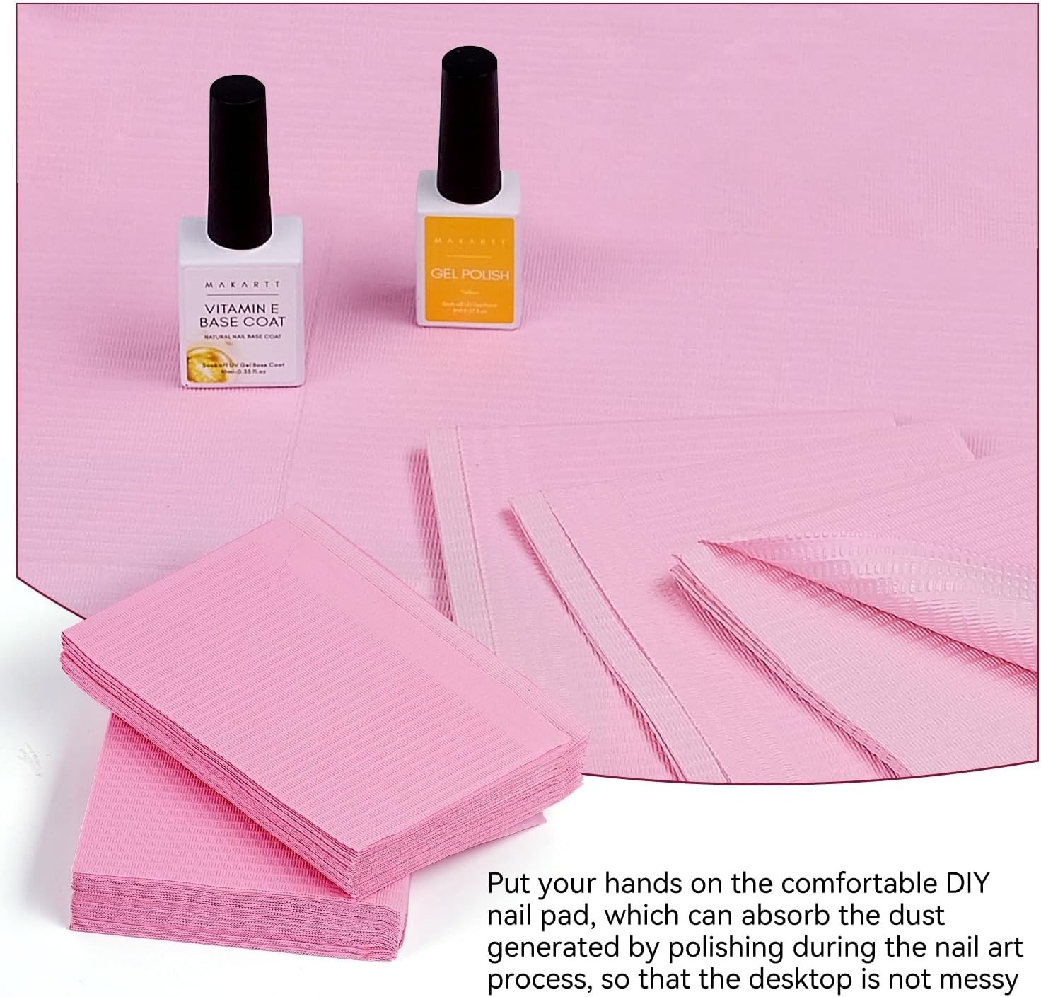 Disposable Nail Mats, 50 Pcs 3-Ply Absorbent Nail Table Pads with PE Backing,…