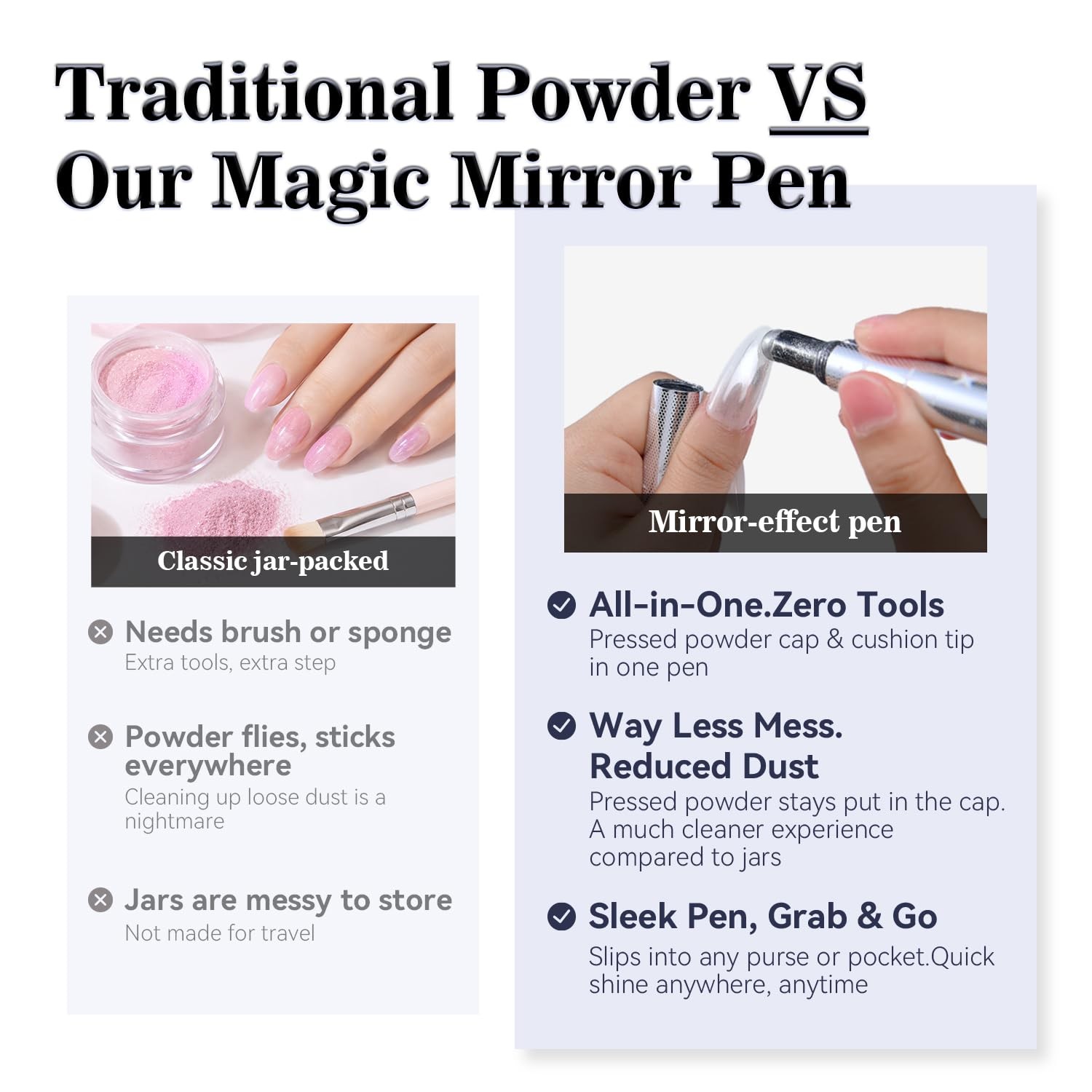 REPULOS Silver Chrome Nail Powder Pen, Metallic Mirror Effect Cushion Magic P…