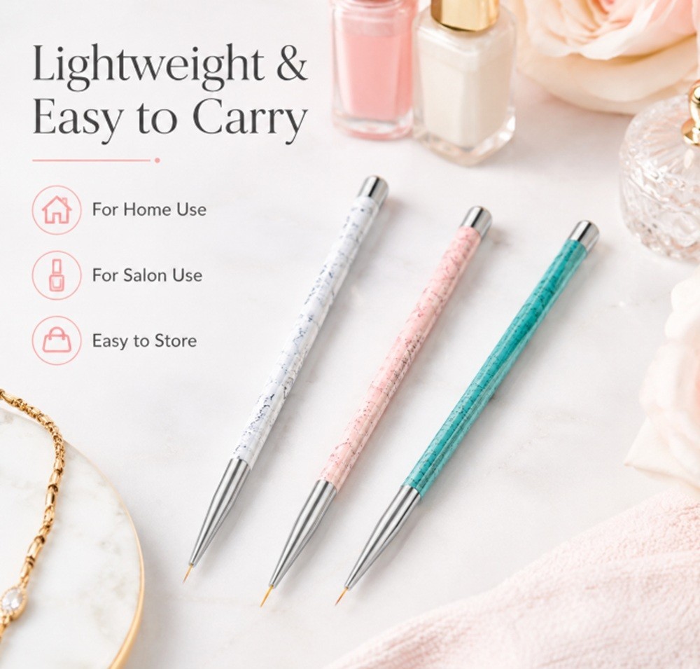3-Piece Nail Art Tool Set Nail Art Pen UV Gel Dotting Tool Fine Liner Brush Kit