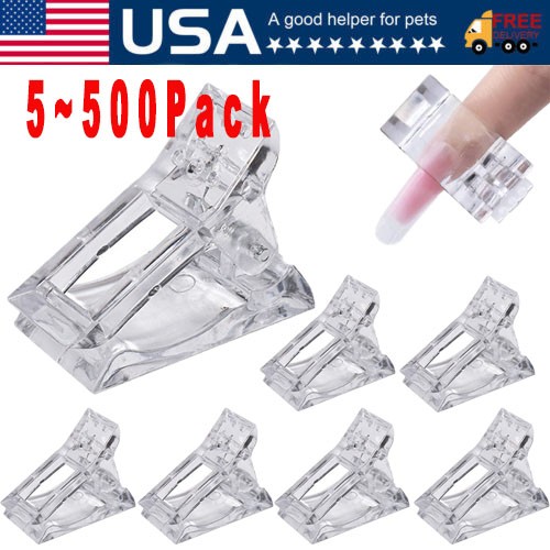 500X Nail Tips Clip Quick Building Poly Builder GelDIY Extension Clamp Clips Lot