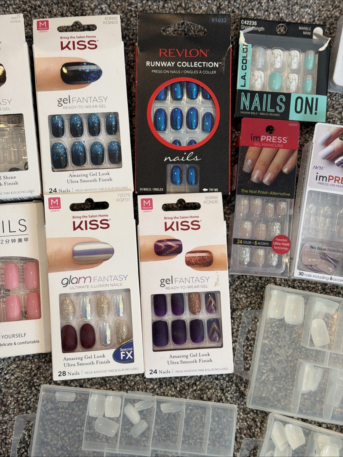 Kiss Gel Fantasy Press‑On Nails • Lot of 16 NIP • Sculpted Gel, Assorted Styles