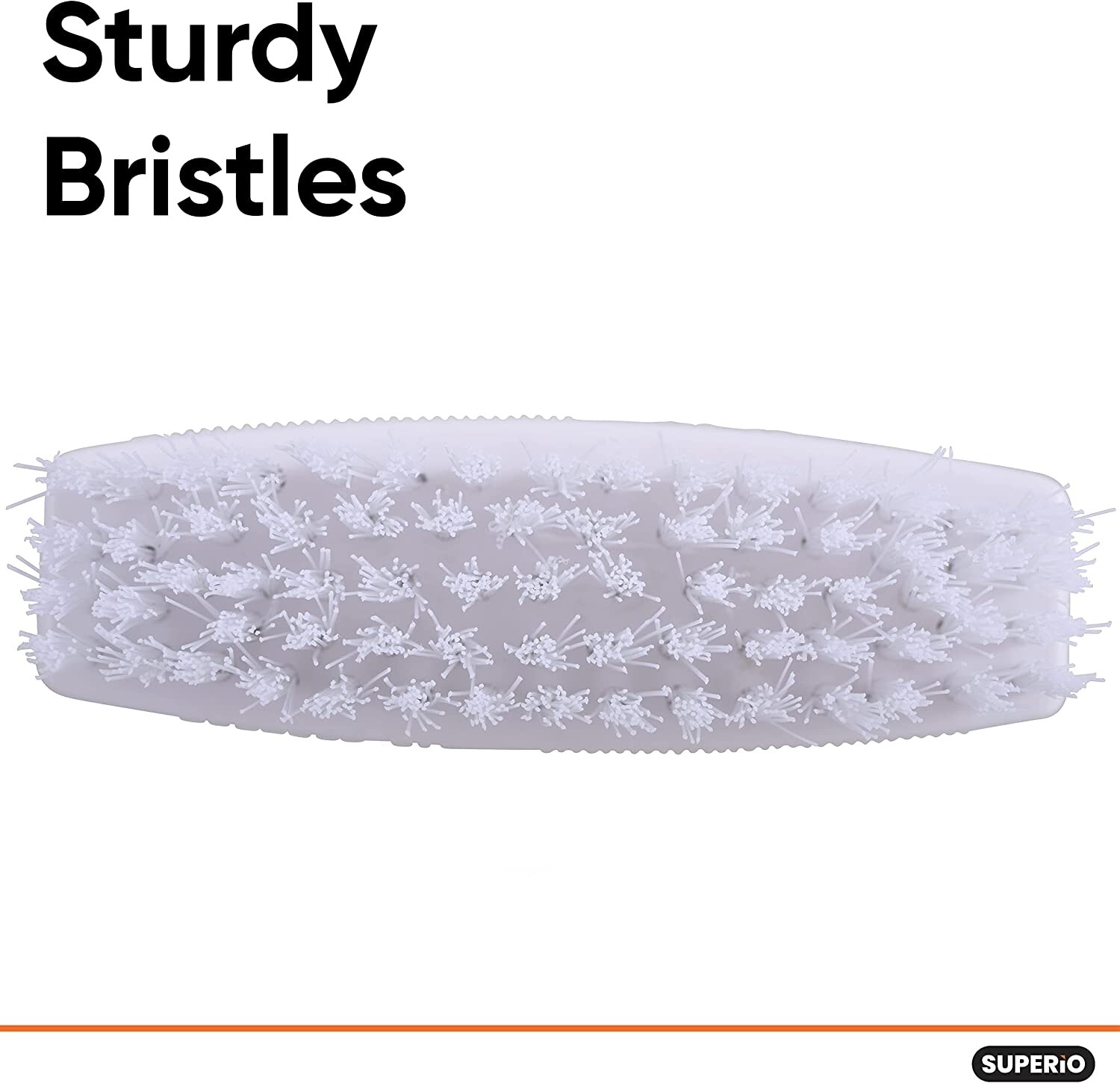 Superio Heavy Duty Durable White Nail Brush Cleaner with Handle Stiff Bristles