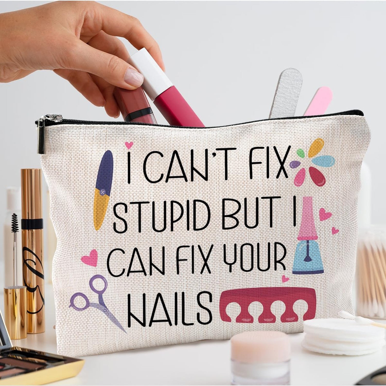 Nail Tech Gifts for Women Makeup Bag, Nail Tech Supplies, Gifts for Nail Tech…