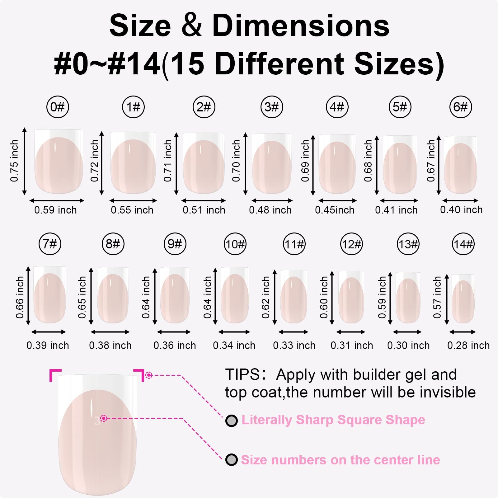 French Tip Press On Nails-300Pcs Sharp Square Nail Tips Short,No File Need Ti…