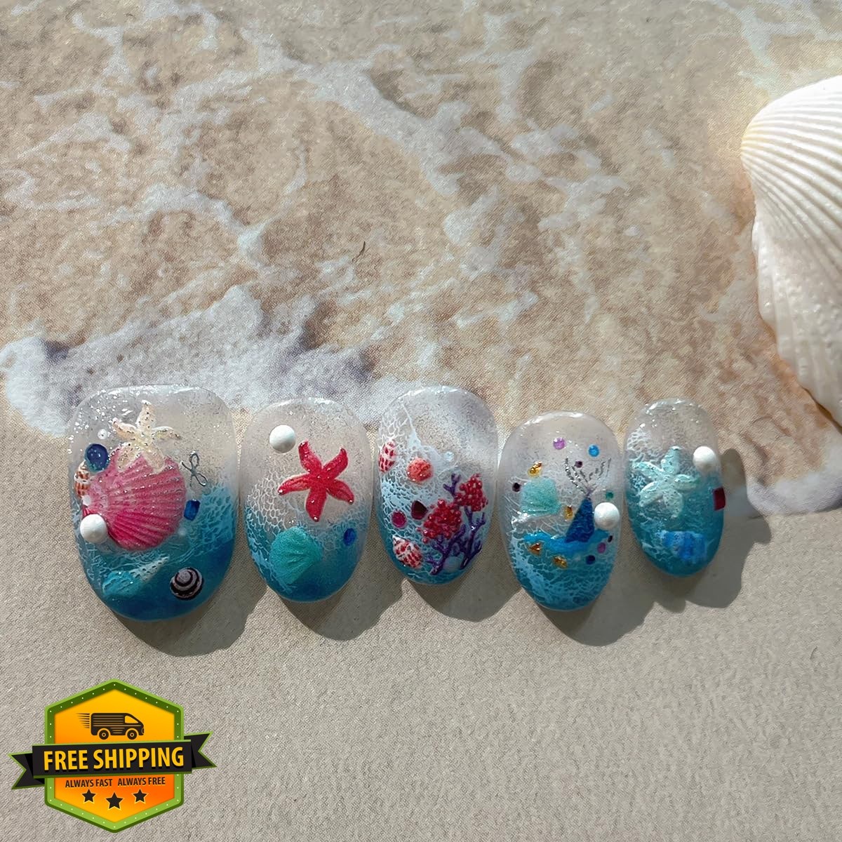 Sutaozhi Summer Beach Nail Stickers 21 Pearl