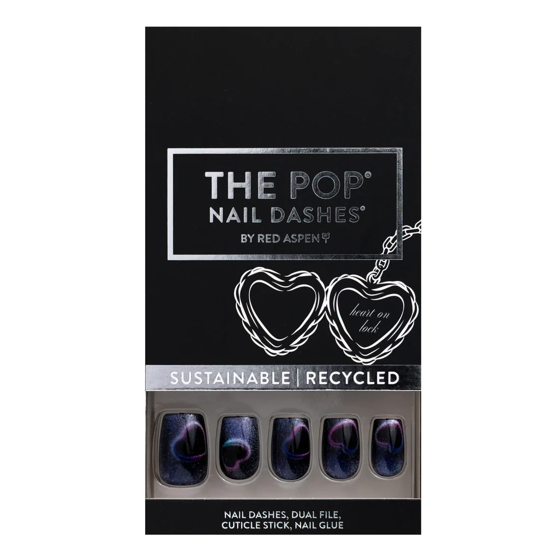 Red Aspen Press On Nails- Love Bites, Bayla Short- Coffin- Valentine’s-Hearts