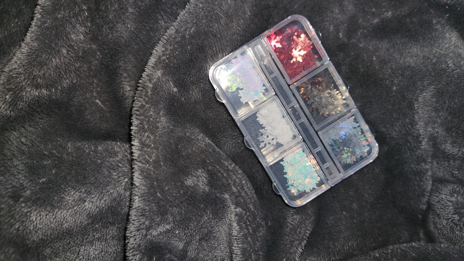 nail Art Gliter. Christmas Snow Flakes Multiple Colors inside container