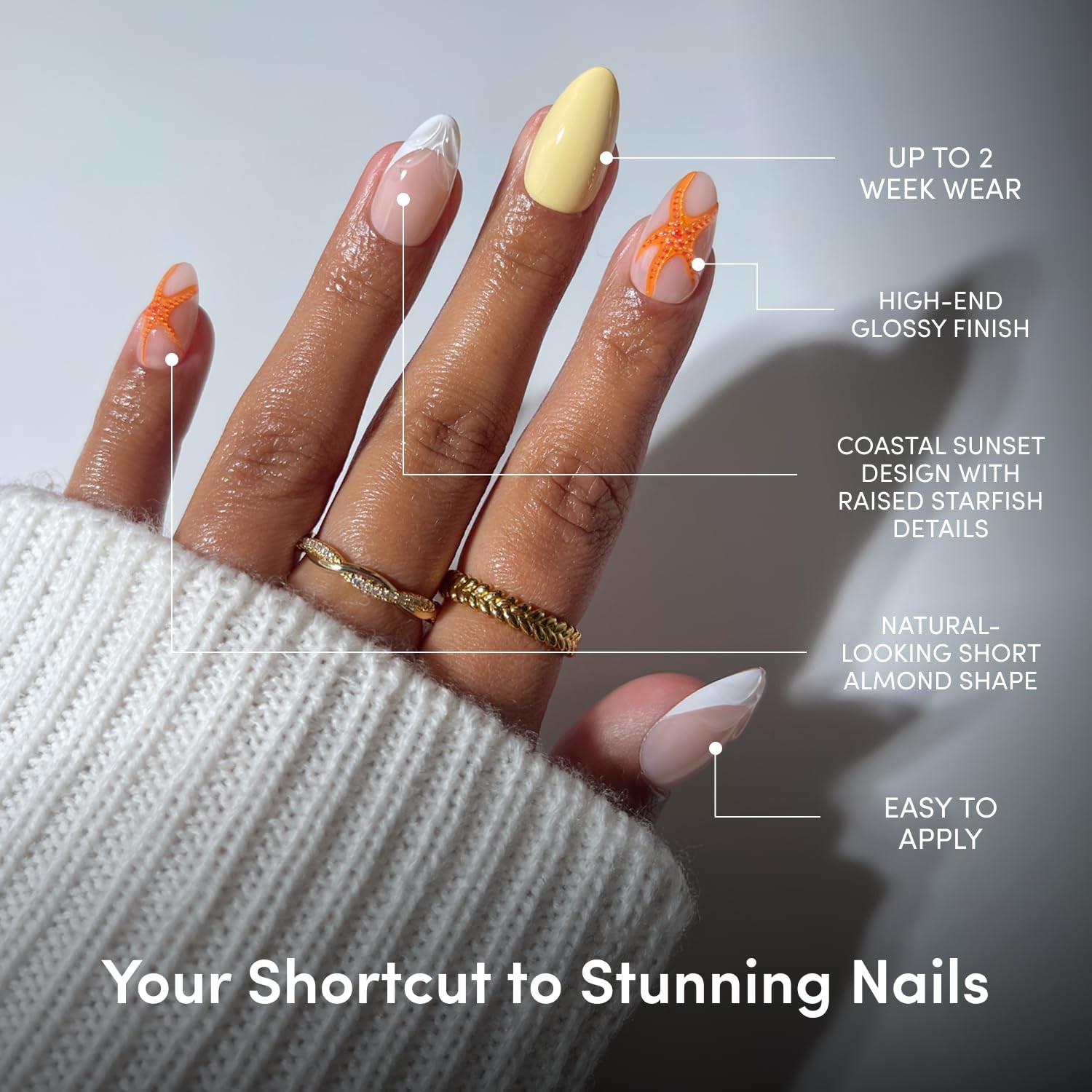 Glamnetic Short Almond Press-On Nails – Sunset Tide