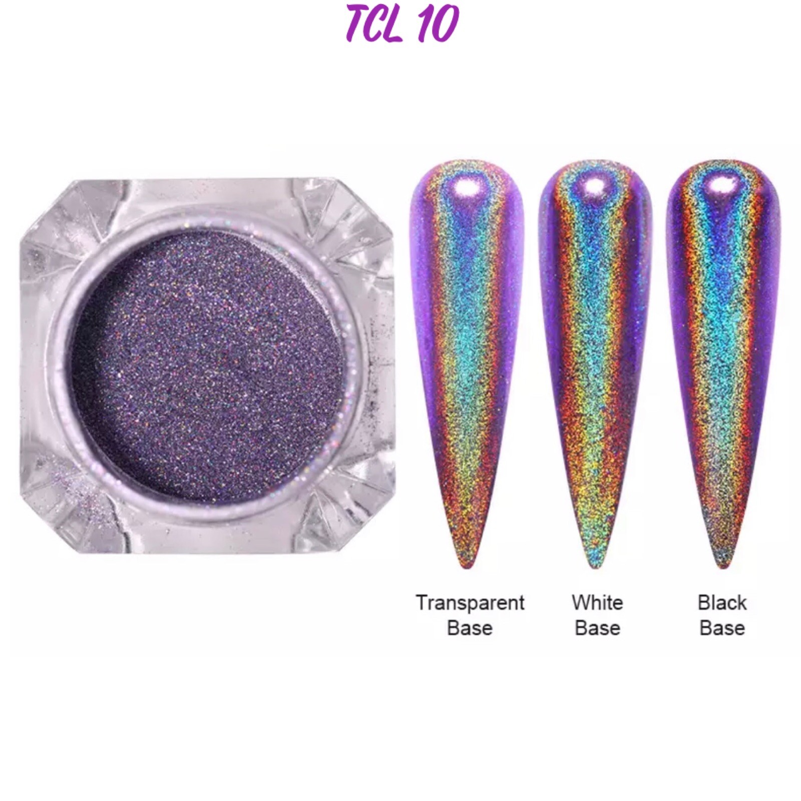 1g UNICORN NAIL CHROME GLITTER POWDER PURPLE HOLOGRAPHIC EFFECT PIGMENT UK TCL10