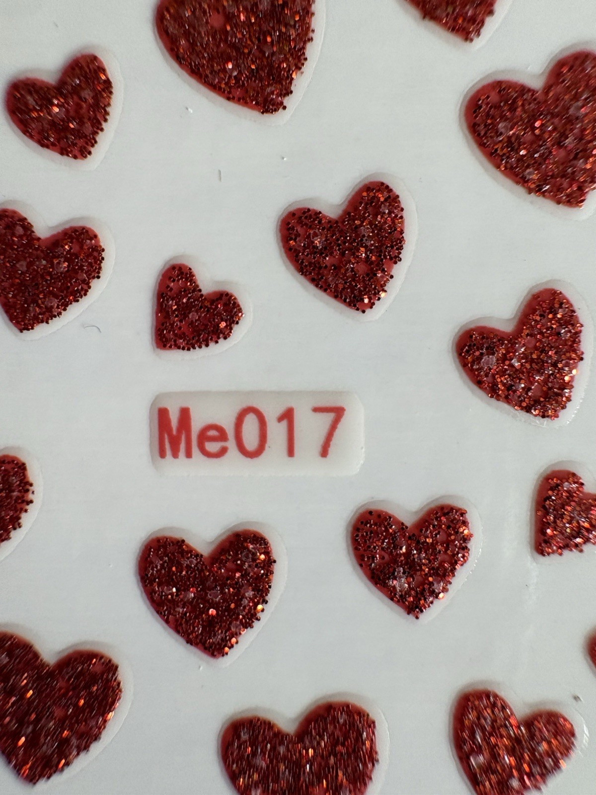 Multicolor Glitter Heart 3D Nail Art Stickers Self-Adhesive for Love Theme