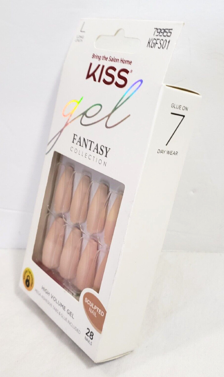 KISS Gel NAILS # 79955 GLUE ON LONG LENGTH 28 Sculpted SHAPE Nails KGFS01 NEW