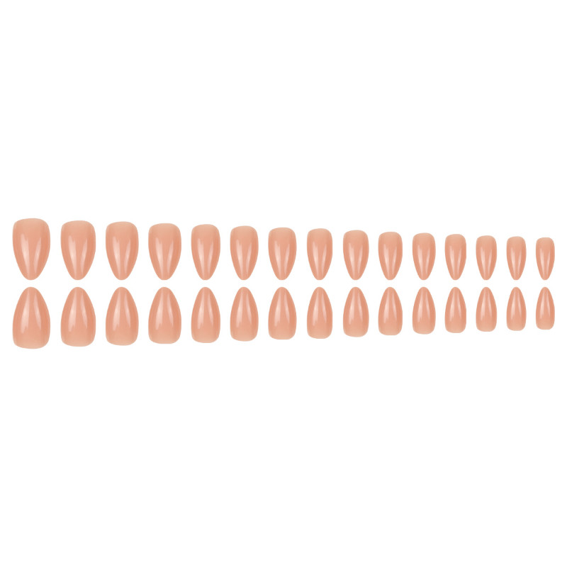 60pcs Short Almond Press on Nails, Light Nude Glossy Natural Casual Nail Art