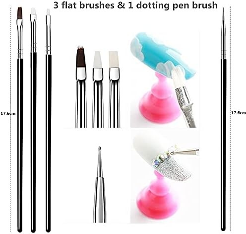 20PCS Nail Art Design Tools, 15PCS Painting Brushes Set (Black) with 5PCS Dottin