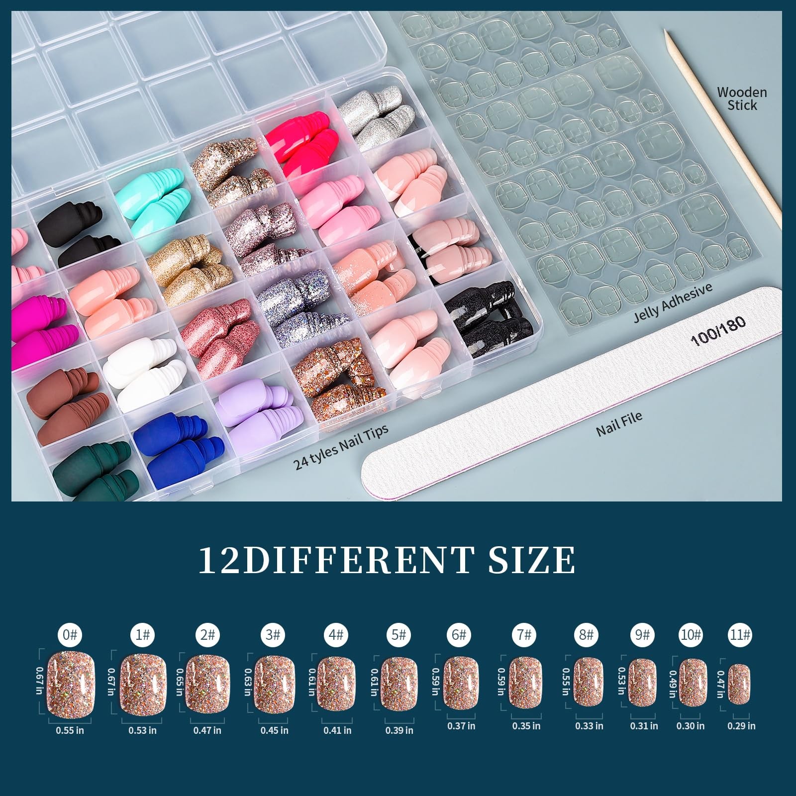 Press on Nails, 24 Colors 576PCS Press on Nails Short Square Matte Glossy. Gl…