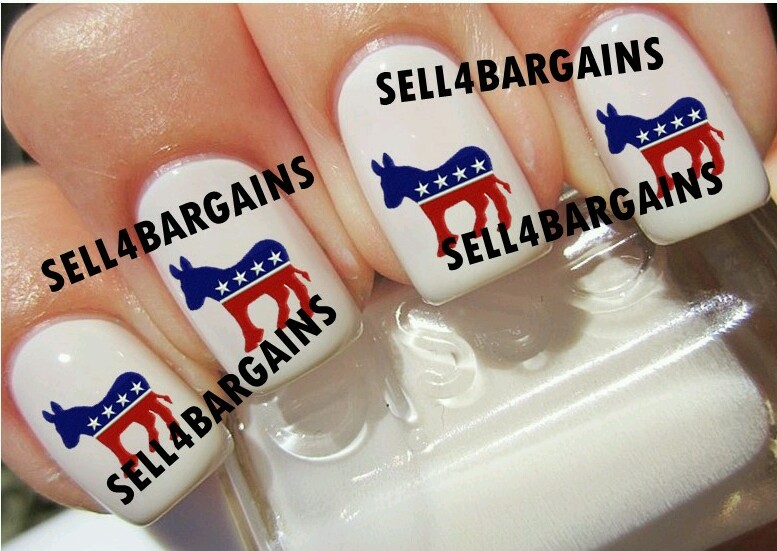 VOTE DEMOCRAT DEMOCRATIC DONKEY LOGO》Tattoo Nail Art Decals