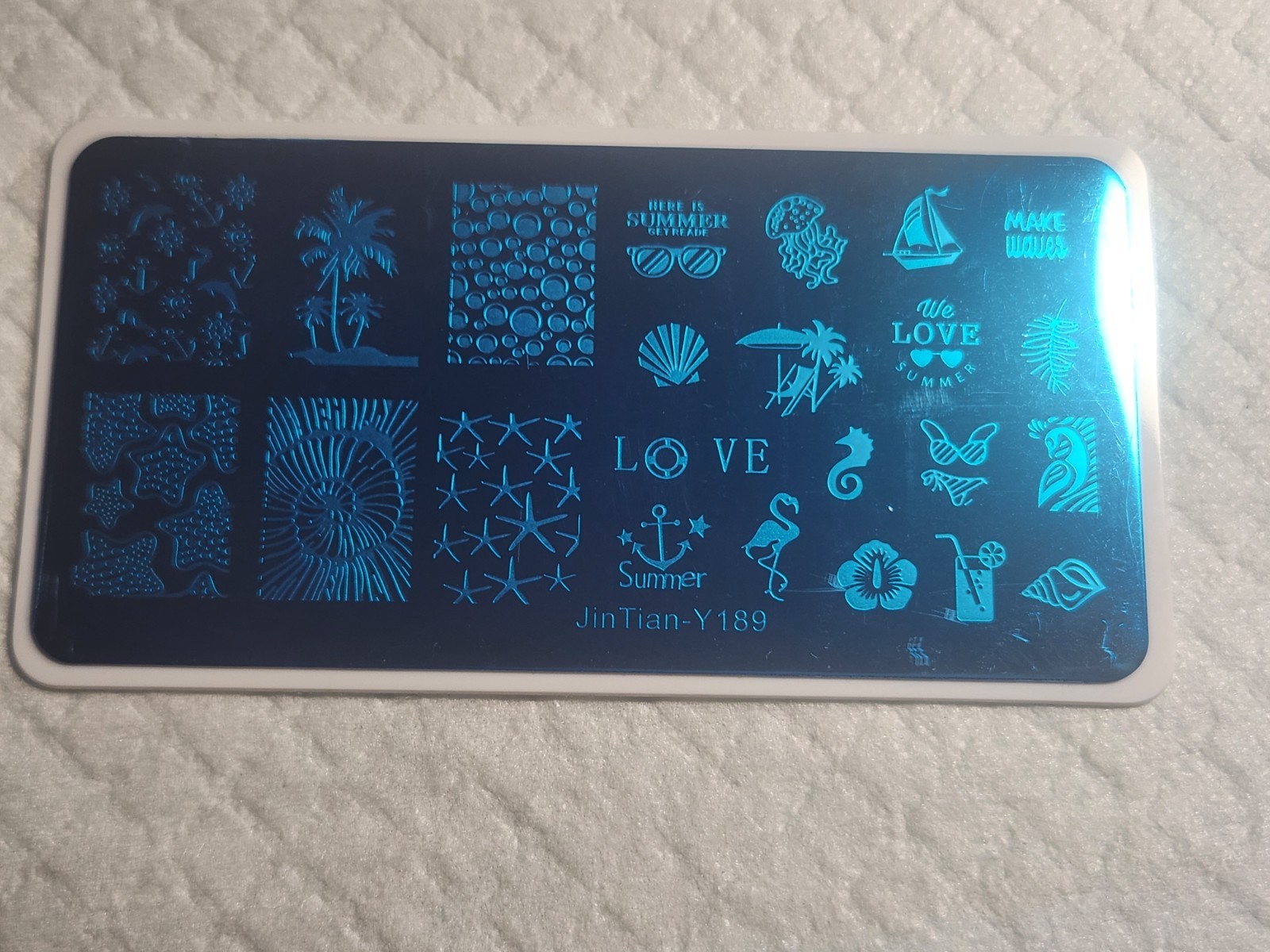 Nail Stamping Plate -JinTian Y-189 – Beach, Ocean, Summer Vacation – New