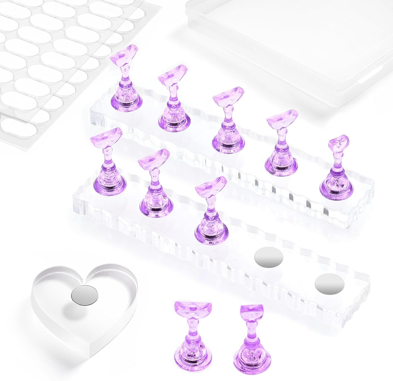 Nail Stand For Press On Acrylic Strong Magnetic Nail Holder Kit Medium Clear