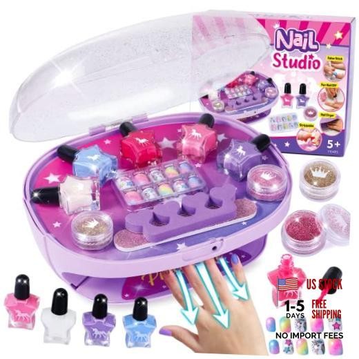 Kids Nail Polish Set for Girls, All-in-One Nail Art Kit – Dryer/ Glitter