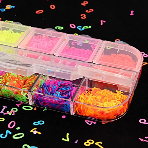 Glitter Nail Art Sequins, Holographic Laser 3D Sparkly Nail Flakes Letters