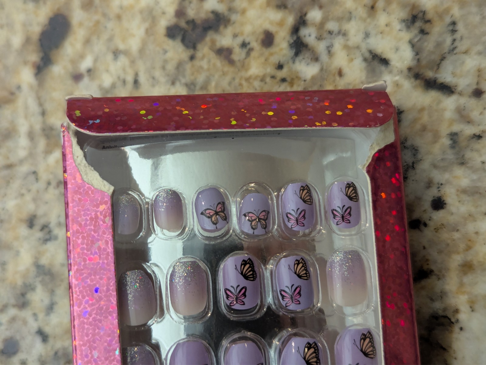 Claire’s Girls Faux Nails Butterfly Purple 24ct