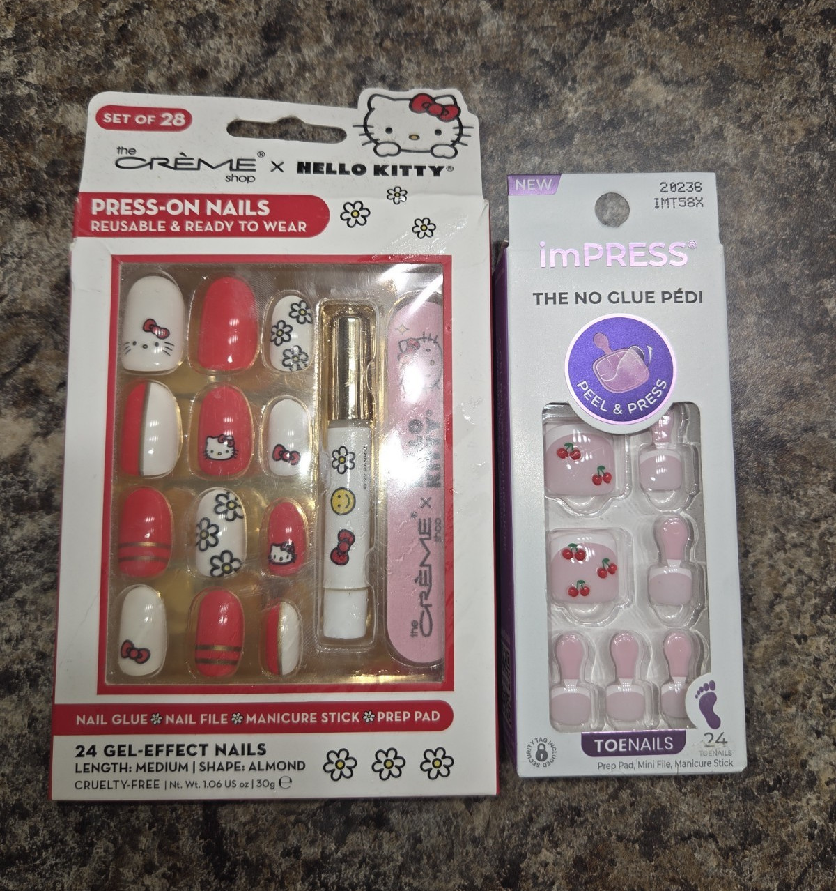 imPRESS Hello Kitty Gel-Effect Press-On Nails Medium Almond Red/White Finger/Toe