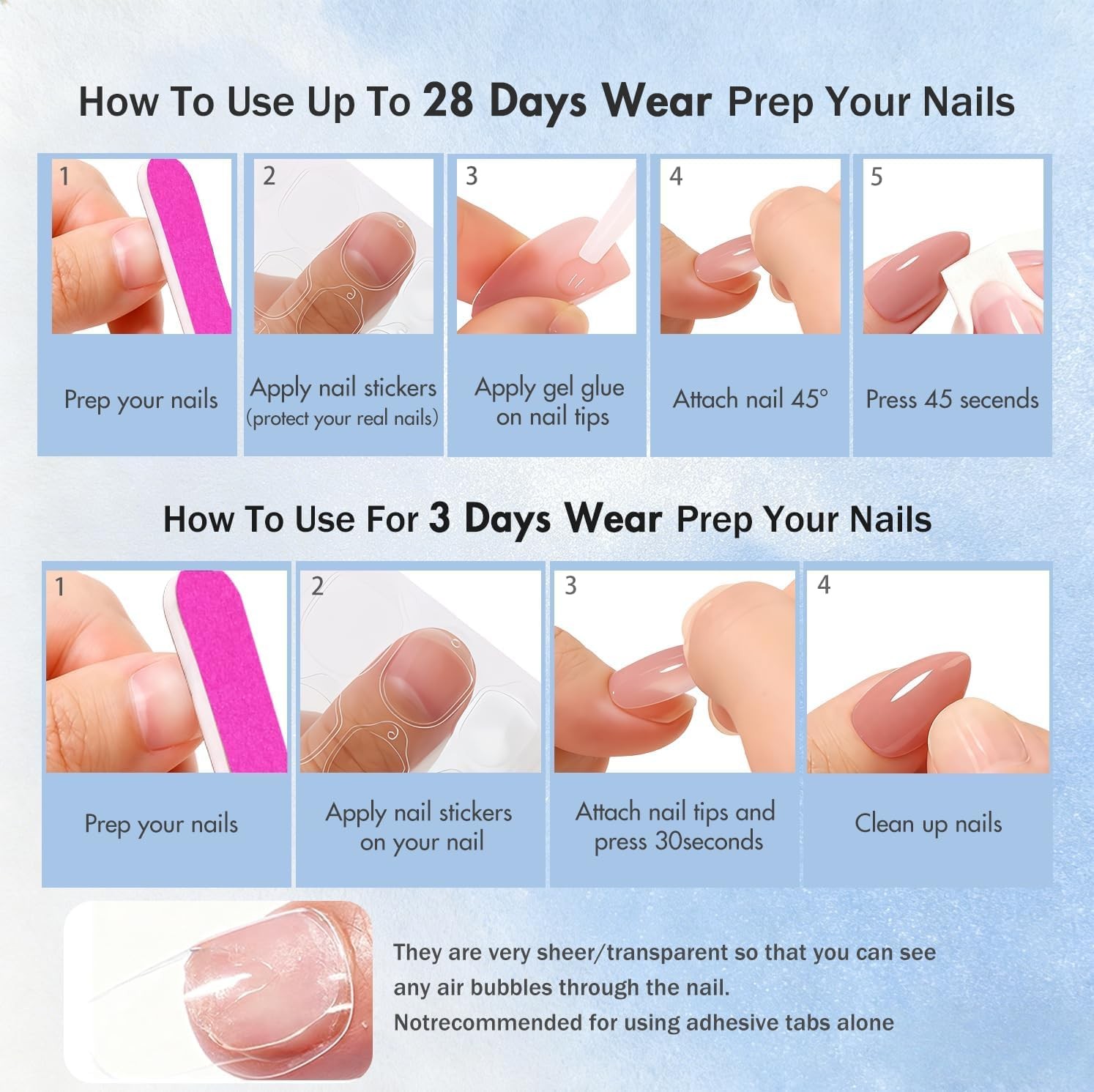 SXVME Chrome Press on Nails Almond, 0.04 Fl Oz (Pack of 24), pure nude